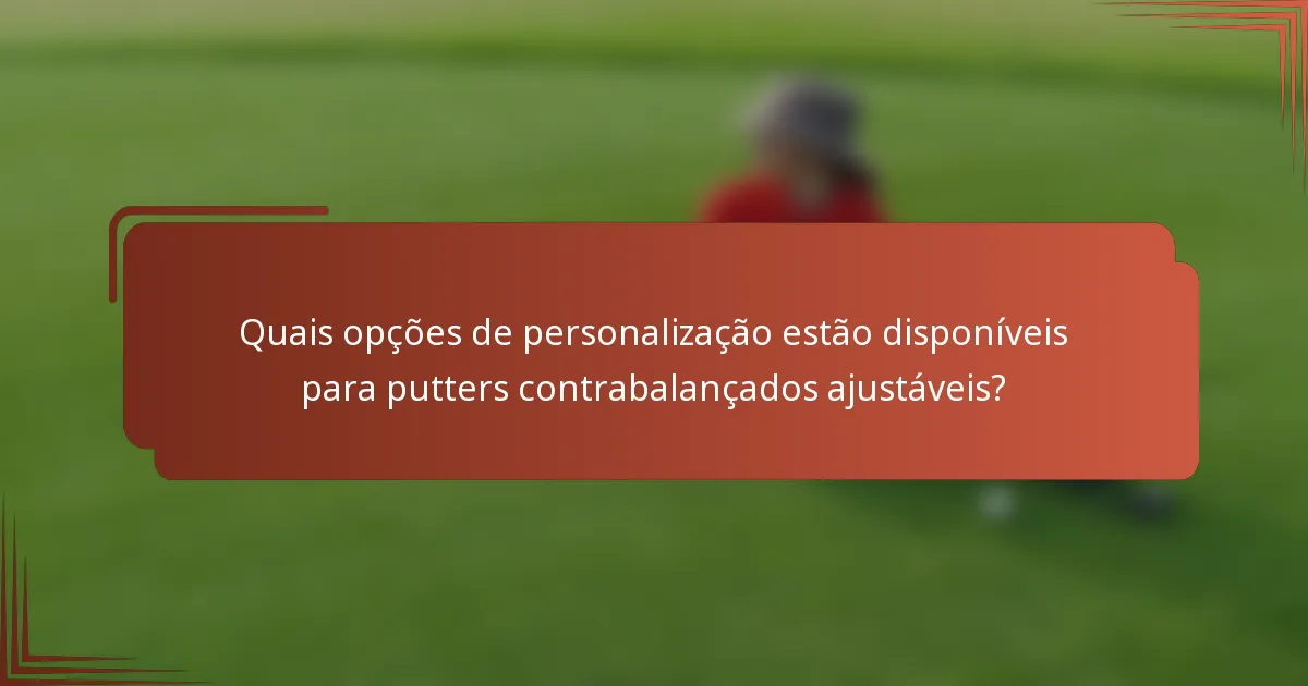 Quais opções de personalização estão disponíveis para putters contrabalançados ajustáveis?