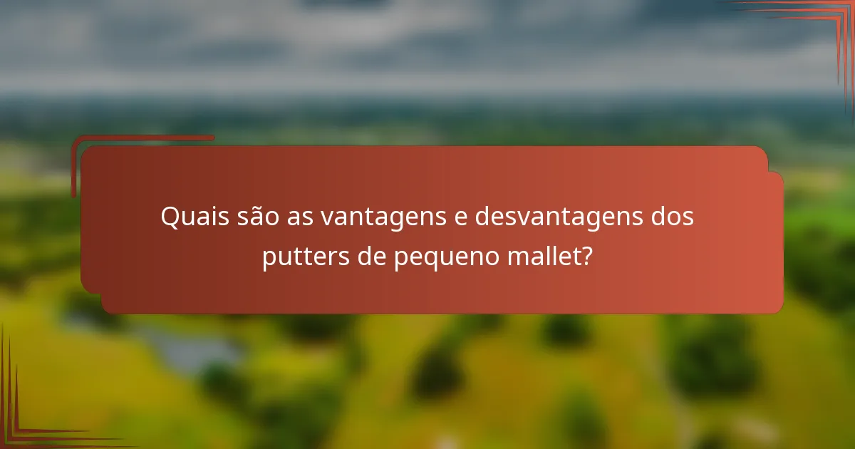 Quais são as vantagens e desvantagens dos putters de pequeno mallet?