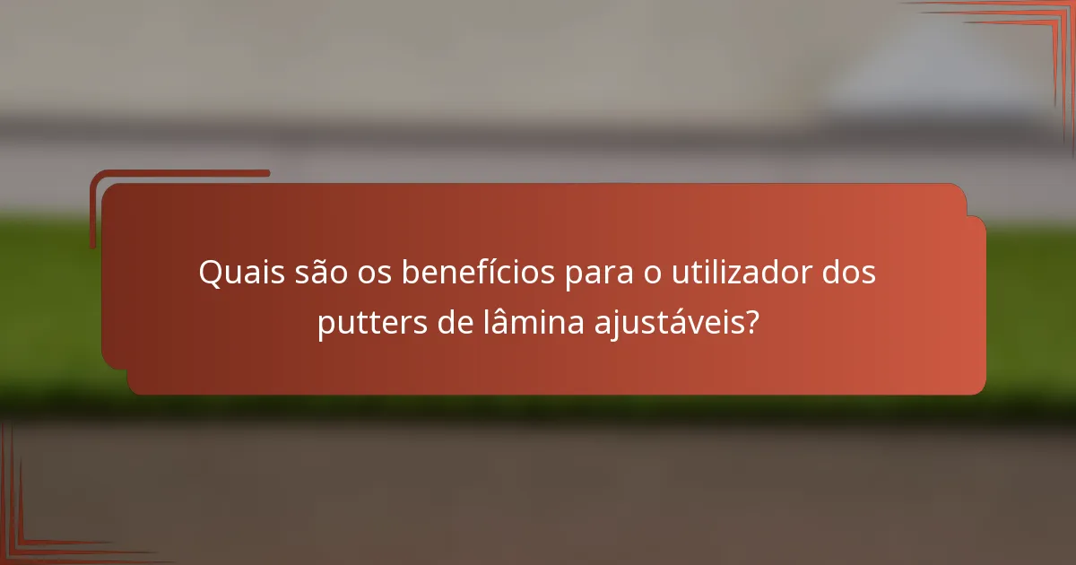 Quais são os benefícios para o utilizador dos putters de lâmina ajustáveis?