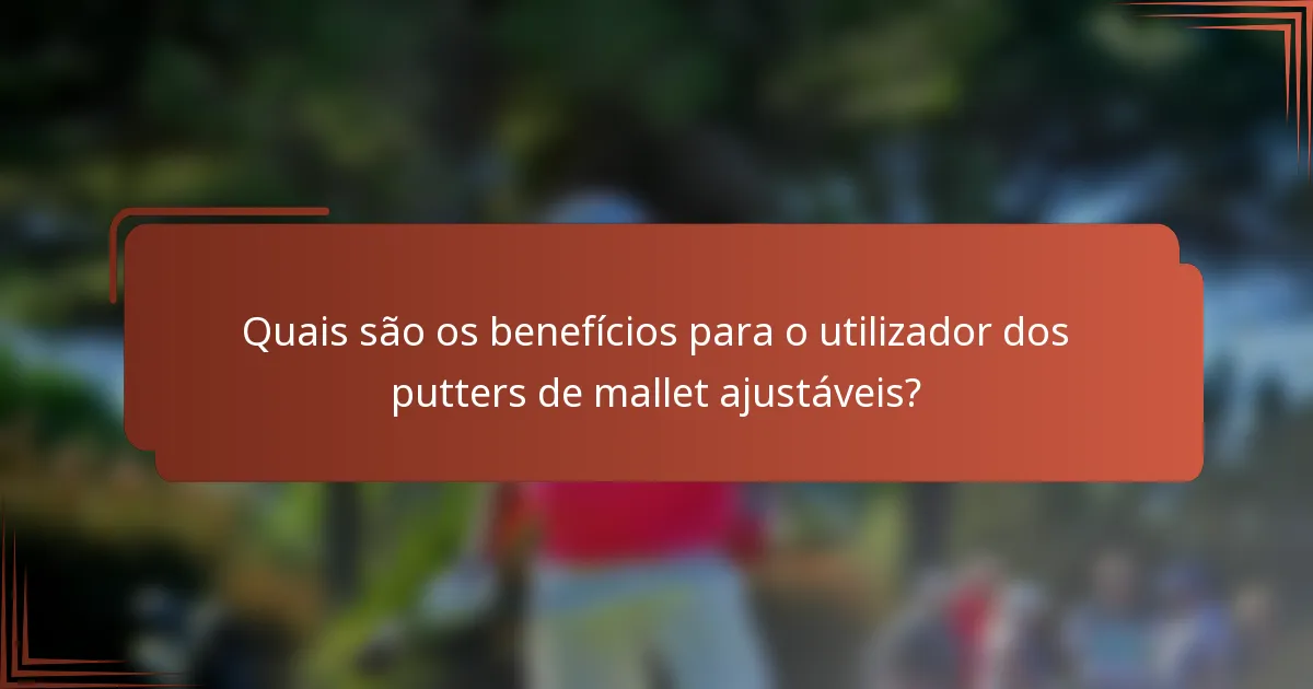 Quais são os benefícios para o utilizador dos putters de mallet ajustáveis?